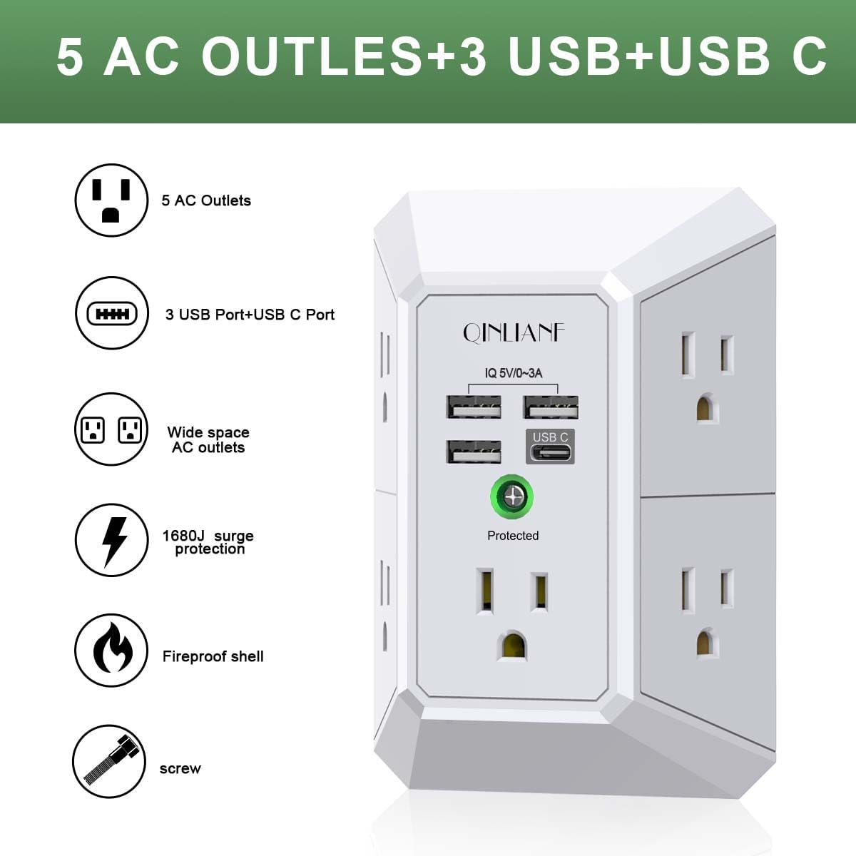 PowerHub Wall Outlet and USB Extender